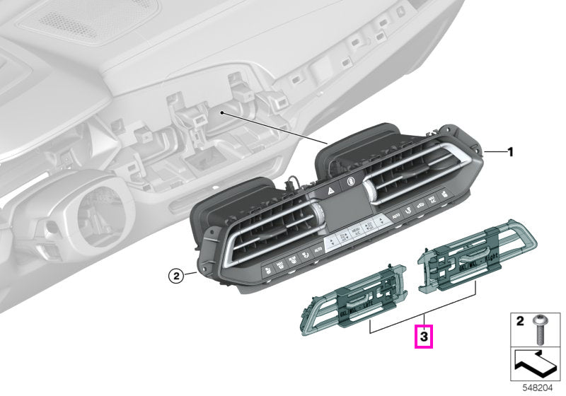 64115B55149 Set grile ventilatie centrale, sistem climatizare - BMW X5 G05 G18 F95 M, X6 G06 F96 M, X7 G07