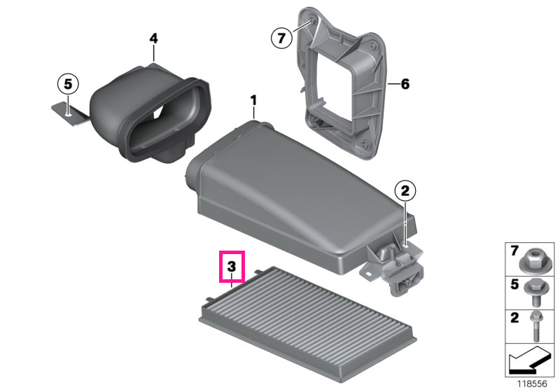 64310146843 Recipient microfilter cărbune activ - BMW