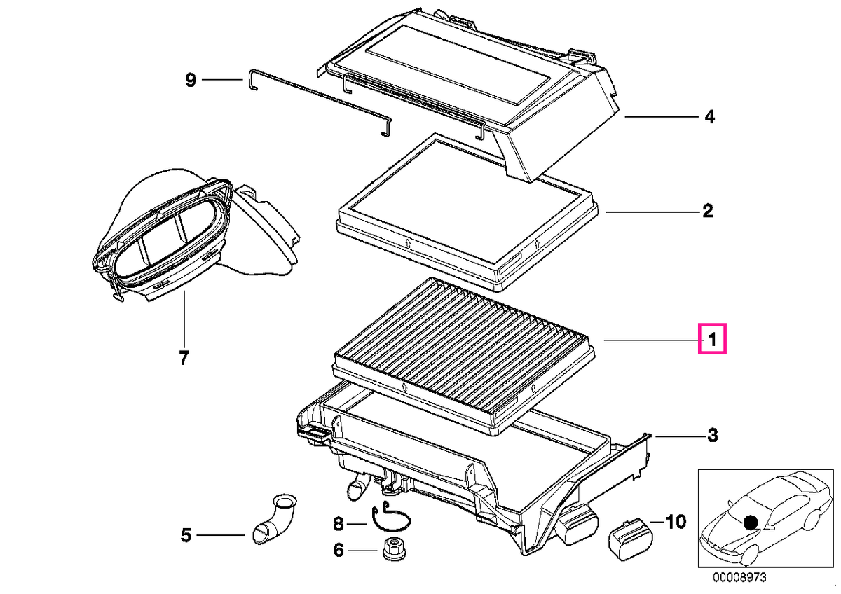 64312207985 Set microfiltru/recipient carbon VALUE LINE - BMW