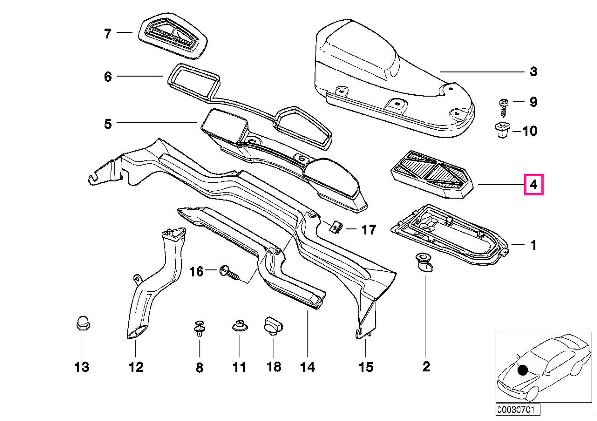 64312339888 Set, microfilter/carbon canister - BMW