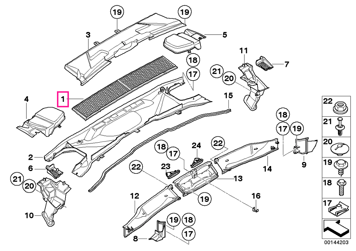 64316803970 Filtru polen habitaclu - BMW Seria 1 E81 E82 E87 E88, Seria 3 E91 E92 E92 E93, X1 E84