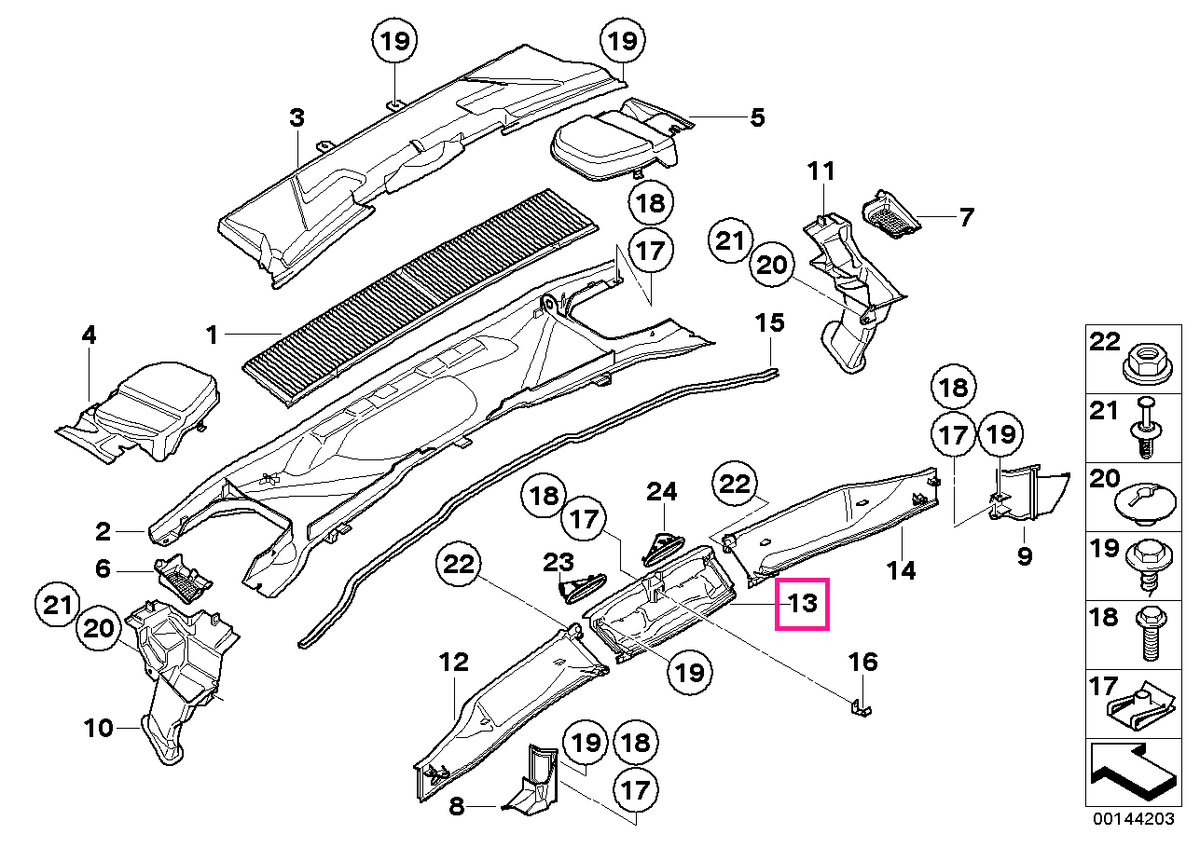 64316925975 Heater closing panel - BMW
