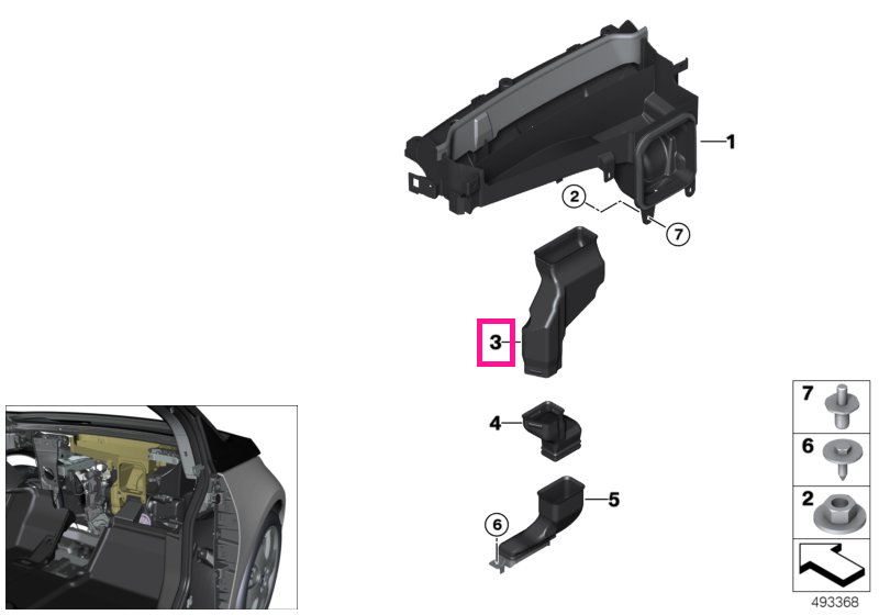 64319309550 Water drain channel, upper - BMW