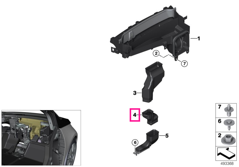64319311088 Water drain channel, middle - BMW