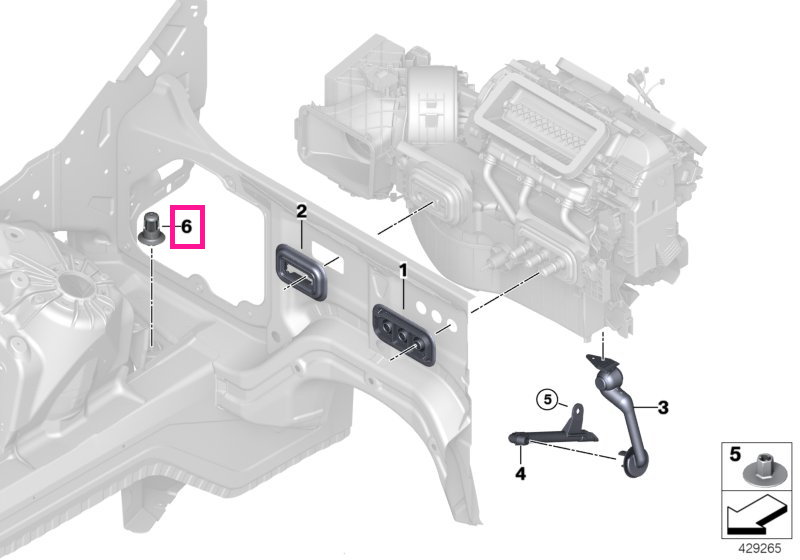 64319338798 Spout, emergency water drain - BMW