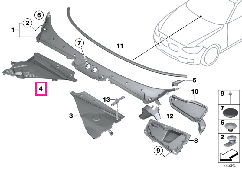 64319353040 Capac compartiment unități LL - BMW